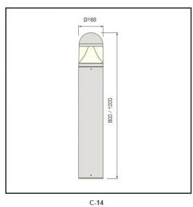 extruded aluminum pole Bollard Lighting c-14 System 1