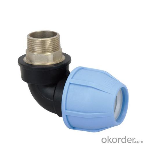 High Quality 90° Eblow Male Plastic Pipe with Brass Threaded Insert Compression Fittings System 1