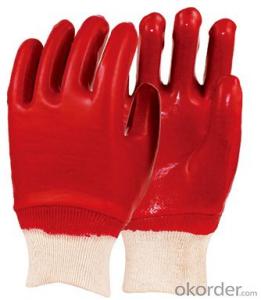 M101-01Red PVC Coated Gloves Knit Wrist Smooth Protect Hand