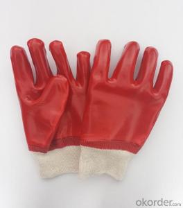 M101-01 red terylene liner PVC Coated smooth knit wrist glove for working