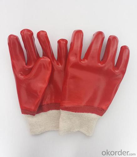 M101-01 red terylene liner PVC Coated smooth knit wrist glove for working System 1