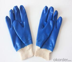 M101-01blueJPVC Coated smooth knit wrist glove for working