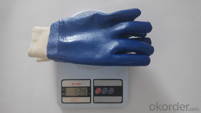 M101-01blueJPVC Coated smooth knit wrist glove for working