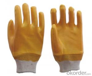 M101-01 yellow PVC Coated smooth knit wrist glove for working