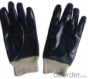 M101-01Black PVC Coated Gloves Knit Wrist Smooth Protect Hand