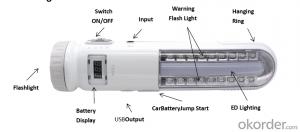 Multi-function Flashlight, LED Torch, LED lighting light, Warning light, Car battery jump start System 1