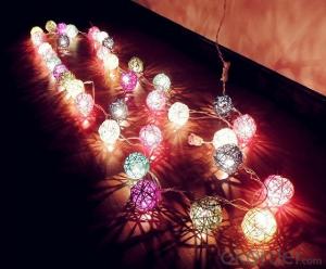 Led Rattan Balls Multicolor Cotton String Lights for Outdoor String Lights