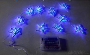 Blue Color Copper Wire LED Christmas Star String Light System 1
