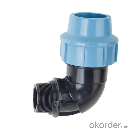 Plastic Pipe with Compression Fittings - PPR 90° Elbow with Threaded Male Take Off - SPT Brand System 1