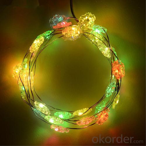 Snowflake Copper Wire String Light with 3AA Battery Box 20 Lights for Holiday Decoration. System 1