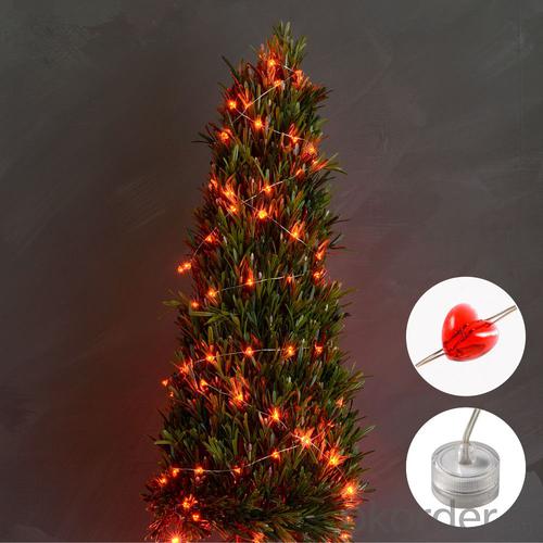 Red Heart  Copper Wire String Light with 3AA Battery 20 Lights for Holiday Decoration. System 1