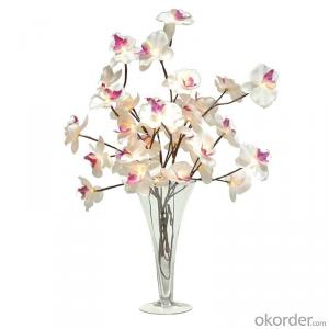 White Decorative LED PU Natural Artificial Butterfly Orchid Flower Light
