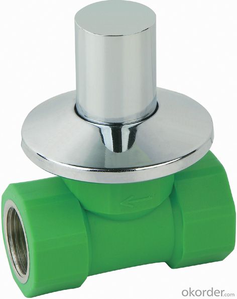 PP-R Plastic Pipe Fitting Double Female Threaded Concealed Stop Valve Dimensions System 1