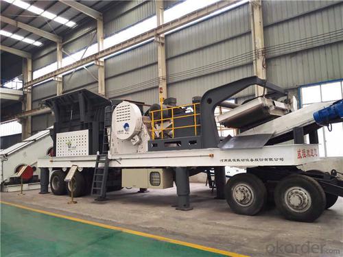 Mobile crusher station, moving crushing plant with tire System 1