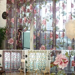 Floral Pink TulleSheer Curtains for Living Room the Bedroom