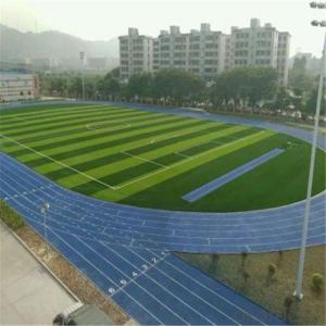 Artificial grass/on the school football field