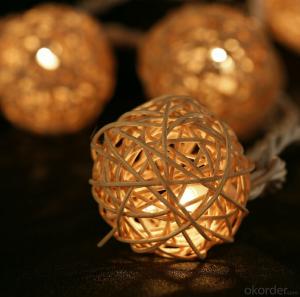 Metal House and Rattan Ball Light String for Outdoor Indoor Christmas Holiday Decoration