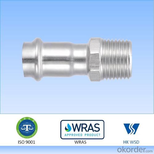 Stainless steel press fitting male coupling V profile 304/316L System 1