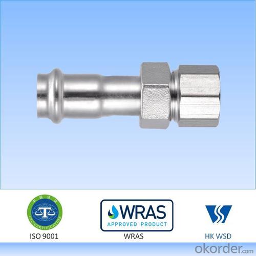 Stainless steel press fitting Union Adaptor V profile 304/316L System 1