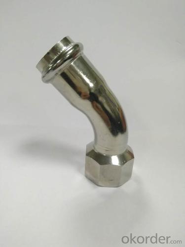 Stainless Steel Sanitary Fitting Female 45deg Elbow DN22x3/4 V Profile 304 System 1