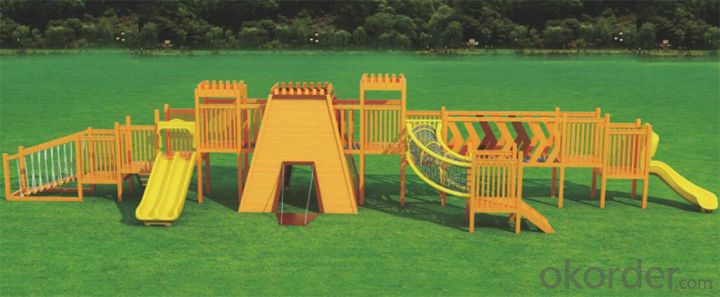 children preschool outdoor playground wooden slide Amusement equipment System 1