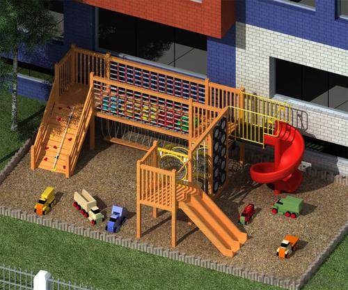 Outdoor Wooden Adventure Playground for Preschool System 1