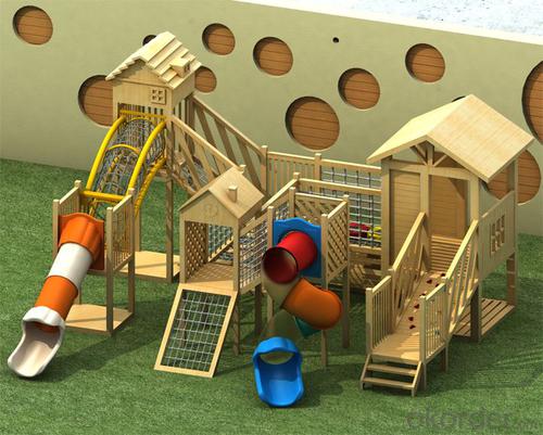 children preschool wooden slide outdoor playground Amusement equipment System 1