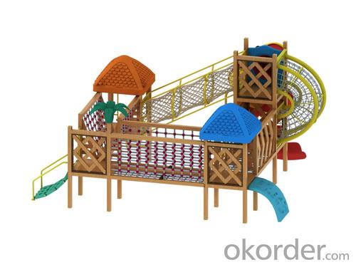 outdoor playground children preschool wooden slide Amusement equipment System 1