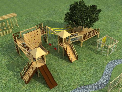 Backyard Outdoor Adventure Wooden Playground for Preschool System 1
