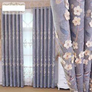 Home curtain hotel curtain  Chenille embossed three-dimensional embroidery blackout curtain