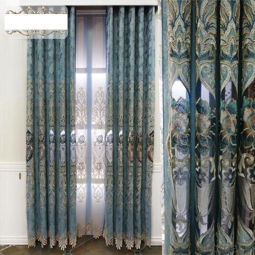 Home curtain hotel curtain blackout curtain Chenille hollow water soluble embroidery curtain fabric System 1