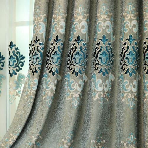 Home curtain hotel curtain blackout curtain chenille jacquard velvet  embroidered curtain System 1