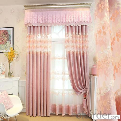 Home curtain hotel curtain blackout curtain thick chenille pink curtain fabric System 1