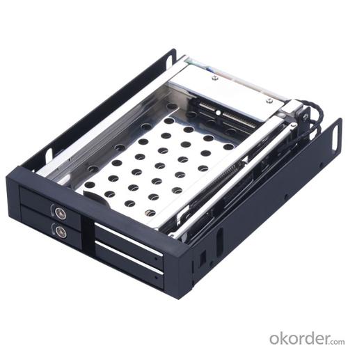 Unestech Aluminum 2.5in dual bay Tray-less SATA Hot swap HDD mobile rack System 1