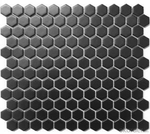 Black 1" Hexagon Ceramic Mosaic Tile for wall and floor