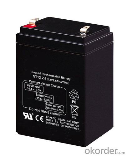 Rechargeable SLA SMF AGM Sealed Lead-Acid Battery 12V 2.6Ah 20Hr System 1