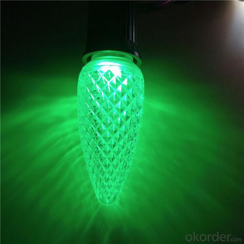 Outdoor Christmas Light LED C9 Bulbs Faceted Green Colors System 1