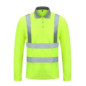 Orange Yellow Work Safety Shirts Long Sleeve Reflective Cloth
