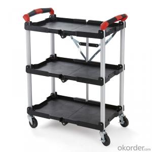 Three-layer multifunctional foldable service cart