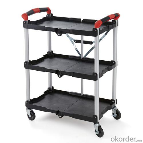 Three-layer multifunctional foldable service cart System 1