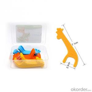 Dental floss with flavor of land animal shape suitable for children