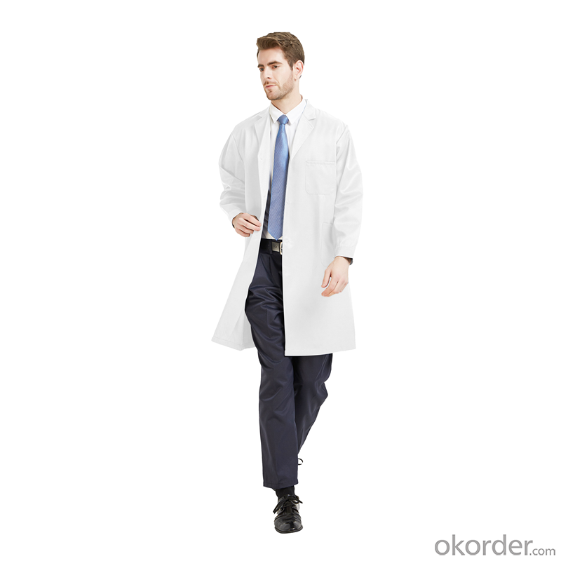 Collared Lab Coat Shop Coat Ploy-Cotton Knee Length Staic&Chemical Resistant
