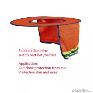 Full Brim SunShade for Hard Hats Hi-Vis, Polyester Mesh, Refelcitive, Foldable, Lightly