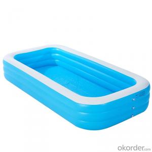 Padded PVC Blue and White Rectangular Inflatable Swimming Pool