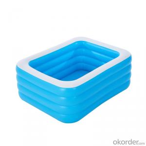 Padded PVC Blue and White Rectangular Inflatable Swimming Pool