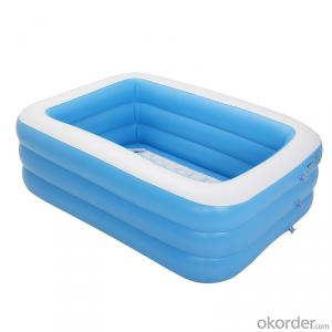 Padded PVC Blue and White Rectangular Inflatable Swimming Pool