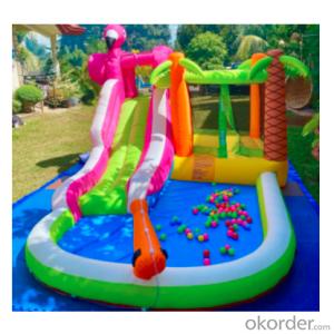 Inflatable Castle Palm Tree Flamingo Trampoline Water Slide Bouncy