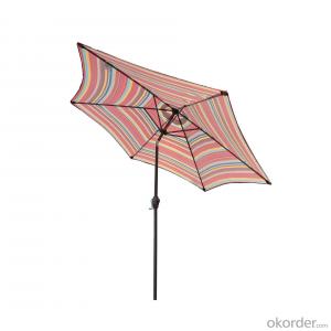 2.7M Sunshade Beach Umbrella Multi-color Striped Garden Umbrella