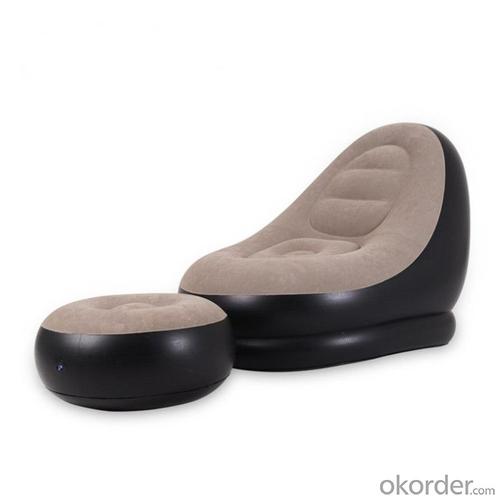 Flocked L-Shaped Single Inflatable Sofa with Footrest System 1