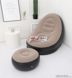 Flocked L-Shaped Single Inflatable Sofa with Footrest